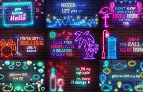 AE模板-创意现代个性时尚霓虹发光图形文字歌词模板动画 Neon Lyrics Template