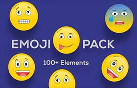 AE模板-100个可爱精美搞笑卡通表情符号动画 Emoji Animation Pack