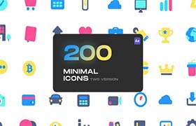 AE脚本-200个迷你卡通可爱精美彩色实用生活图标动画 Cute Minimal Icons