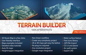 AE模板-三维立体世界地图地形地点线条路径展示动画V2 Terrain Builder Pro