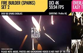 视频素材-4K高清126个真实火花飞溅火星粒子叠加特效动画Fire Builder (Sparks 4K Set 2)