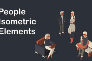 AE模板-等距视角2.5D人物卡通扁平化MG动画人物元素包People Isometric Elements