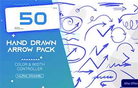 AE模板-50个卡通手绘画笔涂鸦箭头图形动画 Hand Drawn Arrows Pack