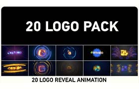 AE模板-20种使用Saber插件制作能量光效激光发射电流LOGO标志片头展示20 Logo Pack