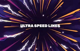 AE模板-二维扁平彩色卡通动漫能量速度线背景动画 Ultra Speed Lines