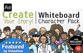 AE模板-专业手绘插图故事白板人物角色包Create Your Story Whiteboard Character Pack