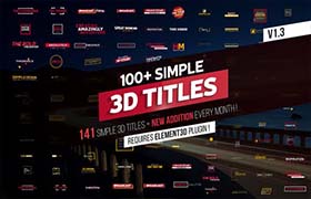 AE模板-100个简洁简约现代风格立体三维文字标题动画 Simple 3D Titles V1.3