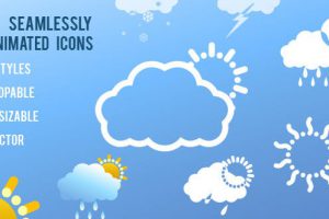 AE模板-21枚卡通动画风格的天气预报动画包Animated Weather Icons