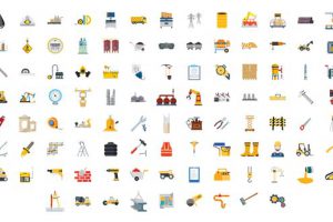 AE模板-100个卡通创意简洁的线条施工图标动画 Construction Line Icons