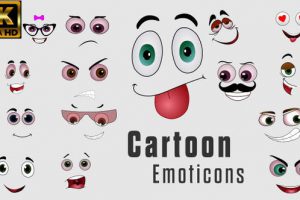 4K视频素材-29个可爱卡通综艺贴图面部表情动画循环素材 Cartoon Emoticons 有透明通道