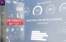 PR预设-60种公司各类统计信息数据柱状图扇形图饼状图表统计动画元素 PR Infographics Pack