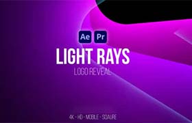 AE/PR模板-简洁个性现代大气放射光线文字LOGO标志片头动画 Light Rays Logo Reveal