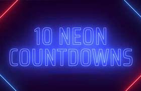 AE模板-霓虹彩色发光的简洁线条图形数字倒计时开场片头动画 Neon Countdowns