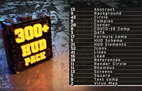 AE模板-300个电子科技感HUD元素界面图形动画包 HUD Element Pack