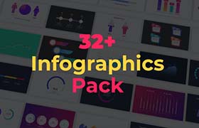 AE模板-32个信息数据走势比例图表动画 Infographics Pack