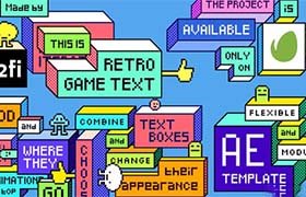 AE模板-创意方块像素的个性复古游戏卡通文字标题动画 Retro Game Text