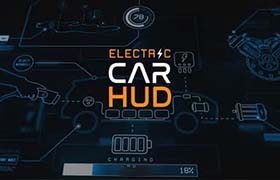 AE模板-200种未来电子数字科技的卡通电动汽车UI界面图形动画 Electric Car HUD