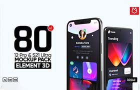 AE模板-三维立体手机APP软件应用界面展示宣传介绍场景动画 Phone Mockup Pack
