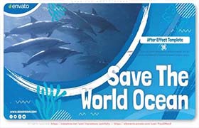 AE模板-人类保护海洋环境的世界海洋日蓝色主题幻灯片展示 Save the World Ocean