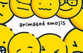 AE模板-49个手绘卡通搞怪的社交媒体Emoji表情动画 Animated Emojis Pack