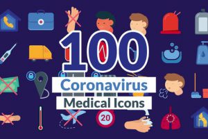 AE模板-100枚和新冠病毒有关的医疗人物主题图标动画素材Corona Virus Icons