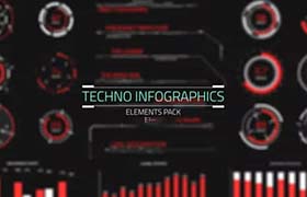 PR模板-56个电子科技感信息图表HUD元素预设动画 Techno Infographics