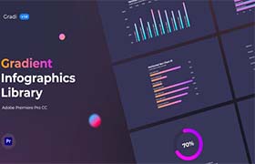 PR模板-95个彩色色彩渐变信息数据图画表格展示动画 Gradient Infographics MOGRT