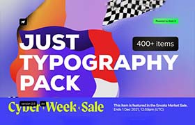 AE/PR脚本-400个时尚现代创意文字字幕条标题排版设计文字动画Just Typography Pack V2