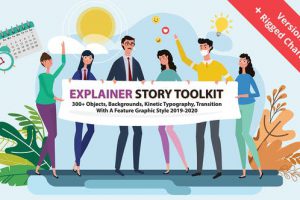 AE模板-卡通MG动画风格角色解说场景动画的创建工具包Story Maker Explainer Toolkit