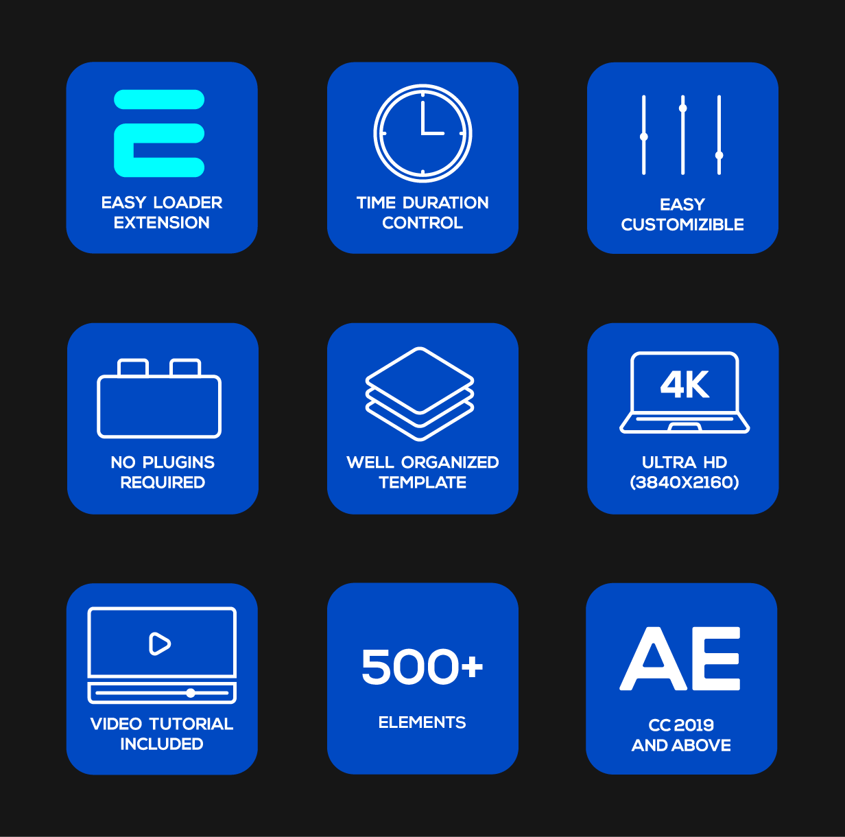 AE脚本+模板-500种标题字幕条EMOJI表情数据图形背景图标动画 Container – Elements Pack插图