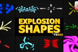 AE模板-10个2D卡通风格的图形动画爆炸flash特效小元素Explosion Shapes