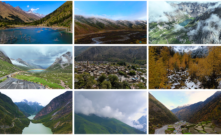 四川阿坝州旅游景点桃坪羌寨四姑娘山脉自然风光色达风景视频素材插图8