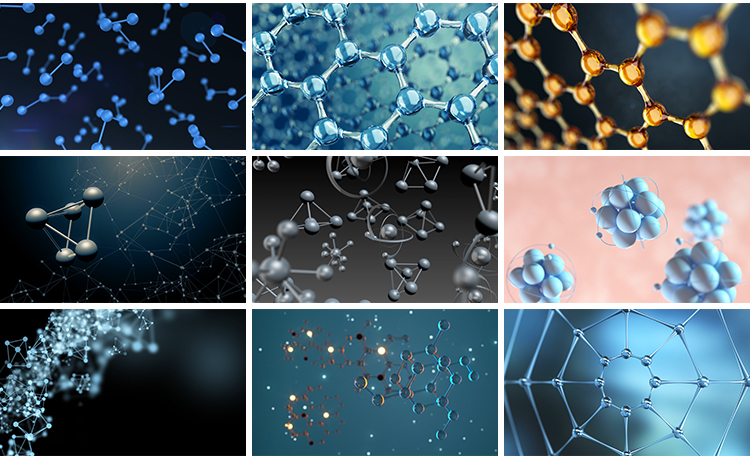 三维分子结构蓝色晶体离子原子微观元素物理化学石墨烯碳视频素材插图8