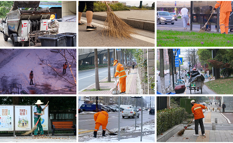 城市环卫工人洒水清扫清洁垃圾车绿化道路劳动者保洁街道视频素材插图8