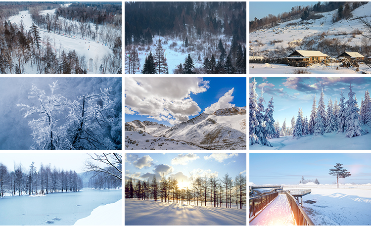 冬天冬季雪景房屋子宽屏雪山树林白雪地自然风景高清合成图片素材插图8