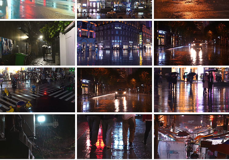 夜晚城市街道下雨窗户雨滴落孤独情感雨天路人行人雨后短视频素材插图8