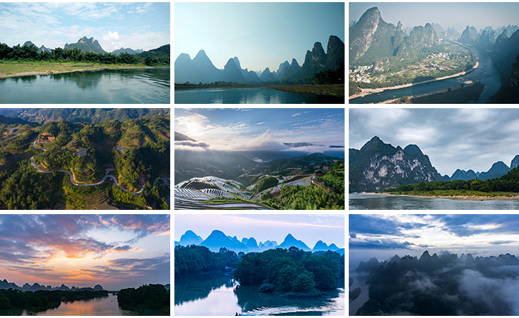 桂林山水旅游风景青山绿水群山云雾鼻山梯田照片高清图片设计素材插图8