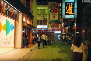 日本夜晚街景热闹人群走路视角视频素材