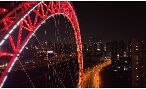 天津夜晚天津之眼摩天轮夜景短视频素材