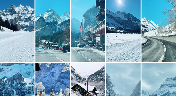 竖屏雪山雪景唯美冬季风景治愈系走拍开车视角旅途美景色视频素材插图20