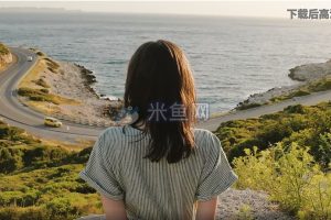 美女山边看海景短视频素材