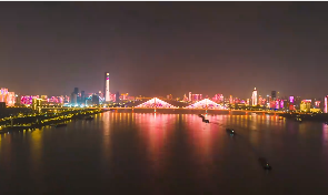 武汉江景绚丽多彩夜景短视频素材