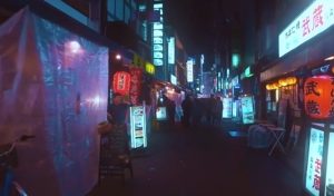 日本夜晚街头美景走路视角视频素材