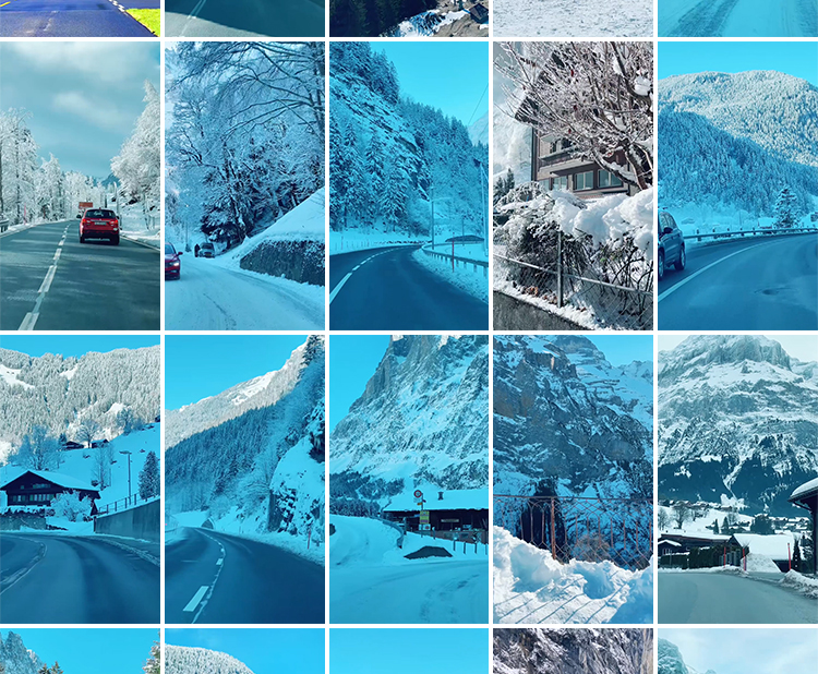 竖屏雪山雪景唯美冬季风景治愈系走拍开车视角旅途美景色视频素材插图16