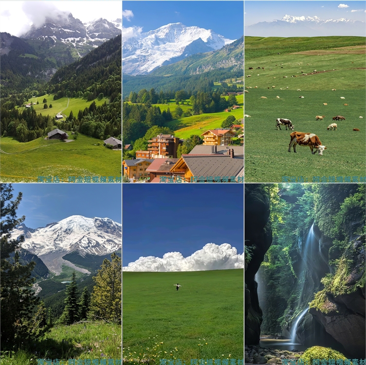 户外高山草原山川草地自然风景绿幕虚拟娱乐直播间背景图片素材插图2