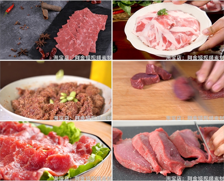 生鲜牛肉新鲜食材烹饪切生美食片雪花肥牛卷实拍剪辑高清视频素材插图4