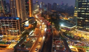 中心城市夜间美景车流视频素材