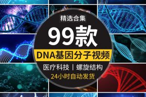 DNA双螺旋基因分子结构生物科学研究实验化学3D动画背景视频素材