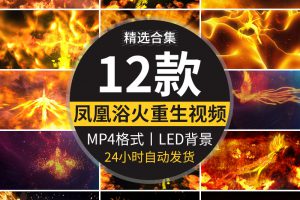 凤凰火焰浴火重生震撼涅槃开场飞翔舞台晚会表演LED背景视频素材