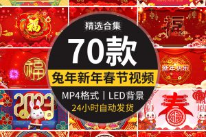 兔年新年春节贺岁年会喜庆开场片头晚会LED舞台屏幕背景视频素材